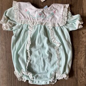 Mint Green Striped Baby Romper